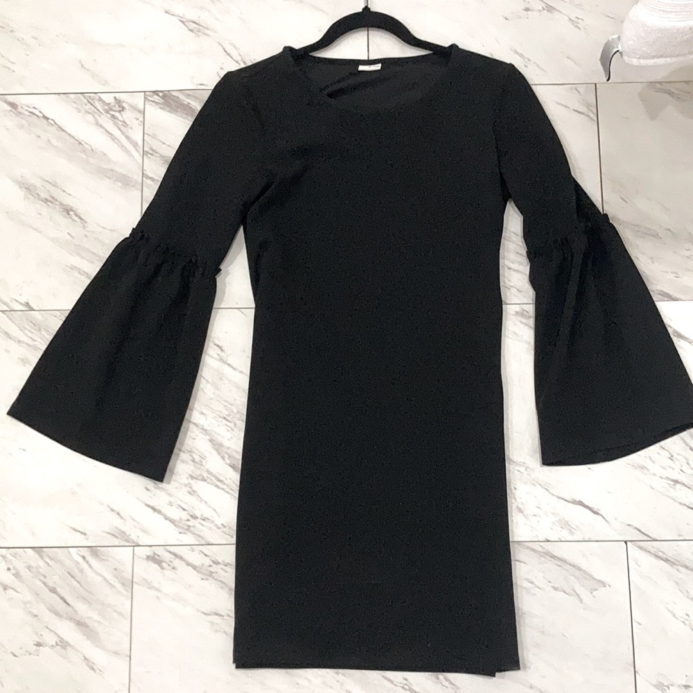 ASOS black mini dress with flared sleeves. Small